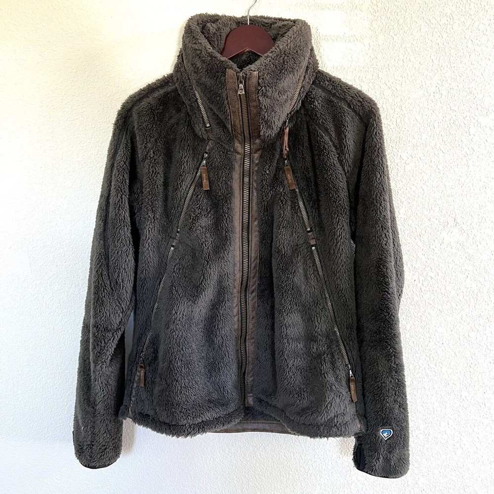 Kuhl Womens Fleece Flight Jacket Size L Brown Teddy Jacket